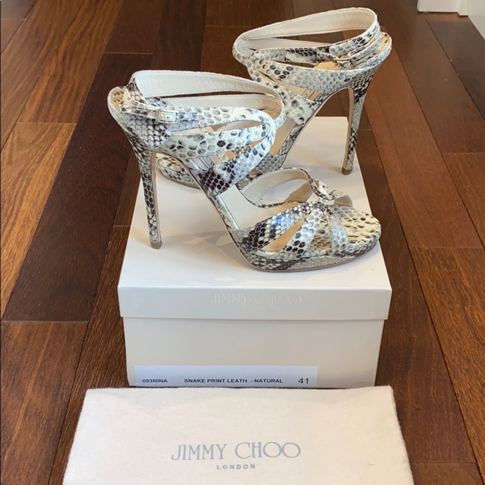 Jimmy Choo Python Sandals Heels 41 - image 1